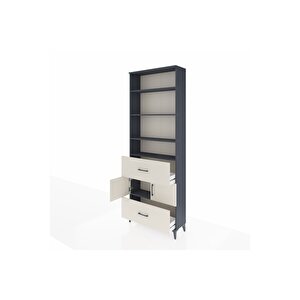 Arges Dolap 5 Raflı 2 Çekmeceli 2 Kapaklı 88x30x243 Antrasit-aytaşı