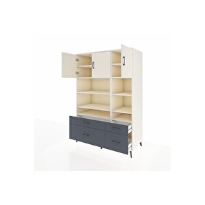 Kronos Dolap 10 Raflı 4 Çekmeceli 3 Kapaklı 132x59x195 Aytaşı-aytaşı/antrasit