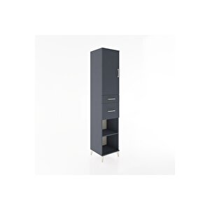 Hyperion Dolap 4 Raflı 2 Çekmeceli Tek Kapaklı 44x44x221 Antrasit-antrasit
