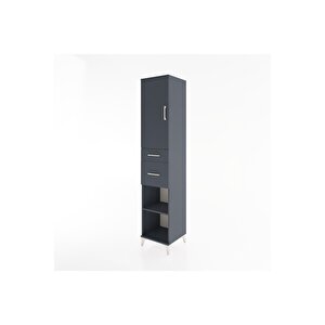 Hyperion Dolap 4 Raflı 2 Çekmeceli Tek Kapaklı 44x44x221 Antrasit-antrasit