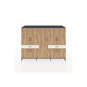 Kronos Dolap 12 Raflı 2 Çekmeceli 8 Kapaklı 220x59x163 Antrasit-çam/aytaşı