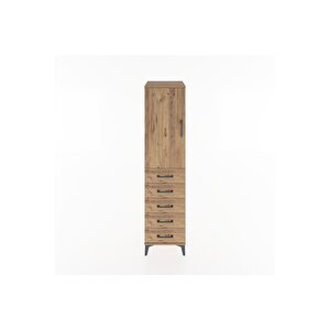 Hyperion Dolap 2 Raflı 5 Çekmeceli Tek Kapaklı 44x44x182 Çam-çam