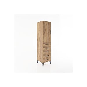 Hyperion Dolap 2 Raflı 5 Çekmeceli Tek Kapaklı 44x44x182 Çam-çam