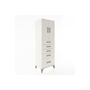 Hyperion Dolap Tek Raflı 5 Çekmeceli 2 Kapaklı 60x44x182 Aytaşı-aytaşı