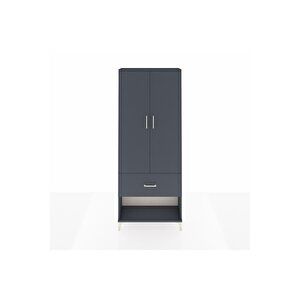 Arges Dolap 3 Raflı Tek Çekmeceli 2 Kapaklı 88x30x221 Antrasit-antrasit