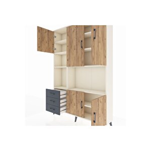 Arges Dolap 9 Raflı 3 Çekmeceli 5 Kapaklı 132x30x195 Aytaşı-çam/antrasit