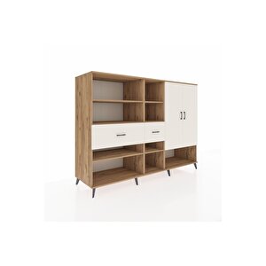 Kronos Dolap 10 Raflı 2 Çekmeceli 2 Kapaklı 220x59x163 Çam-aytaşı