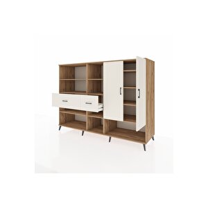 Kronos Dolap 10 Raflı 2 Çekmeceli 2 Kapaklı 220x59x163 Çam-aytaşı