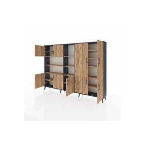 Arges Dolap 14 Raflı 9 Kapaklı 220x30x163 Antrasit-çam