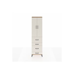 Arges Dolap 2 Raflı 4 Çekmeceli Tek Askılı 60x30x221 Çam-aytaşı