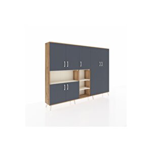 Arges Dolap 13 Raflı 7 Kapaklı 220x30x163 Çam-antrasit/aytaşı