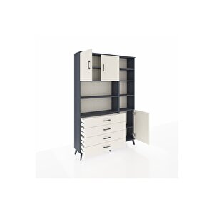 Arges Gardrop 9 Raflı 4 Çekmeceli 3 Kapaklı 132x30x195 Antrasit-aytaşı