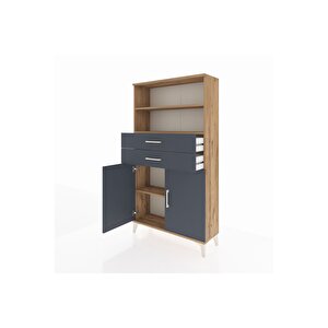 Arges Dolap 3 Raflı 2 Çekmeceli 2 Kapaklı 88x30x163 Çam-antrasit