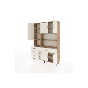 Arges Gardrop 9 Raflı 5 Çekmeceli 5 Kapaklı 132x30x195 Çam-aytaşı