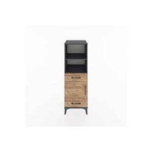 Hyperion Dolap 3 Raflı 2 Çekmeceli Tek Kapaklı 44x44x134 Antrasit-çam