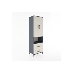 Hyperion Dolap 2 Raflı 2 Çekmeceli Tek Askılı 60x44x195 Antrasit-aytaşı