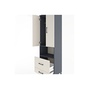 Hyperion Dolap 2 Raflı 2 Çekmeceli Tek Askılı 60x44x195 Antrasit-aytaşı