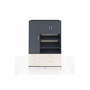 Kronos Dolap 9 Raflı 5 Çekmeceli 3 Kapaklı 132x59x195 Antrasit-antrasit/aytaşı