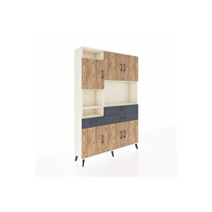 Arges Dolap 9 Raflı 3 Çekmeceli 6 Kapaklı 132x30x195 Aytaşı-çam/antrasit