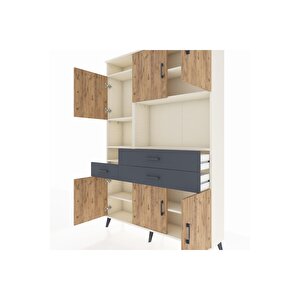 Arges Dolap 9 Raflı 3 Çekmeceli 6 Kapaklı 132x30x195 Aytaşı-çam/antrasit