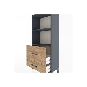 Hyperion Dolap 2 Raflı 2 Çekmeceli 60x44x134 Antrasit-çam