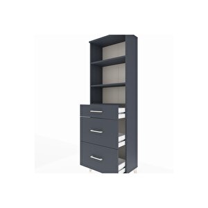 Arges Dolap 3 Raflı 3 Çekmeceli 60x30x182 Antrasit-antrasit