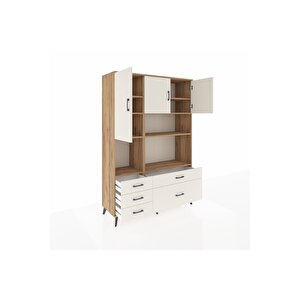 Hyperion Gardrop 8 Raflı 5 Çekmeceli 3 Kapaklı 132x44x195 Çam-aytaşı