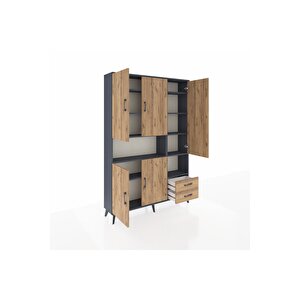 Arges Gardrop 10 Raflı 2 Çekmeceli 5 Kapaklı 132x30x195 Antrasit-çam