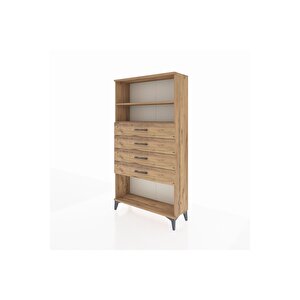 Arges Dolap 2 Raflı 4 Çekmeceli 88x30x163 Çam-çam