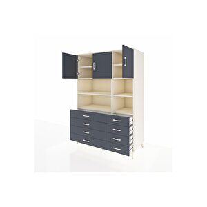 Kronos Dolap 8 Raflı 8 Çekmeceli 3 Kapaklı 132x59x195 Aytaşı-antrasit/antrasit