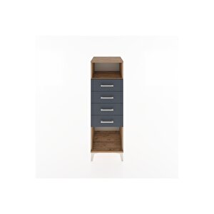 Hyperion Dolap Tek Raflı 4 Çekmeceli 44x44x134 Çam-antrasit