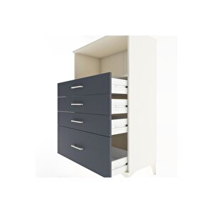 Hyperion Dolap Tek Raflı 4 Çekmeceli 88x44x134 Aytaşı-antrasit