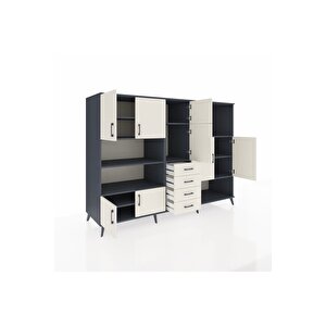 Kronos Dolap 10 Raflı 4 Çekmeceli 8 Kapaklı 220x59x163 Antrasit-aytaşı