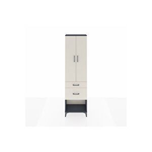 Arges Dolap 3 Raflı 2 Çekmeceli 2 Kapaklı 60x30x221 Antrasit-aytaşı