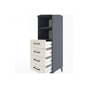 Hyperion Dolap 2 Raflı 4 Çekmeceli 44x44x134 Antrasit-aytaşı