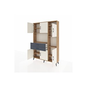 Arges Dolap 9 Raflı 2 Çekmeceli 6 Kapaklı 132x30x195 Çam-aytaşı/antrasit