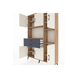 Arges Dolap 9 Raflı 2 Çekmeceli 6 Kapaklı 132x30x195 Çam-aytaşı/antrasit