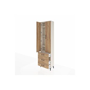 Arges Dolap 4 Raflı 3 Çekmeceli 2 Kapaklı 60x30x221 Aytaşı-çam