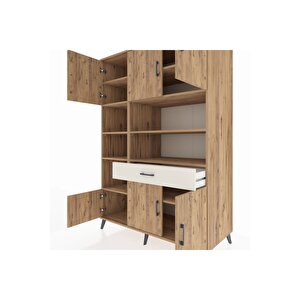 Kronos Dolap 10 Raflı Tek Çekmeceli 6 Kapaklı 132x59x195 Çam-çam/aytaşı