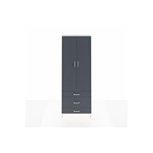 Arges Dolap Tek Raflı 3 Çekmeceli Tek Askılı 88x30x243 Aytaşı-antrasit