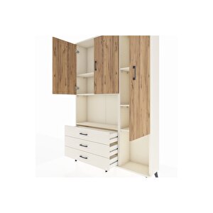 Arges Dolap 6 Raflı 3 Çekmeceli 3 Kapaklı 132x30x195 Aytaşı-çam/aytaşı