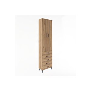Arges Dolap 4 Raflı 5 Çekmeceli 2 Kapaklı 60x30x243 Çam-çam