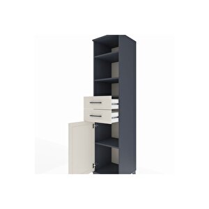 Hyperion Dolap 4 Raflı 2 Çekmeceli Tek Kapaklı 44x44x195 Antrasit-aytaşı