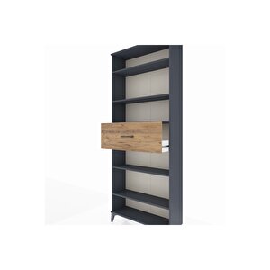 Arges Dolap 5 Raflı Tek Çekmeceli 88x30x221 Antrasit-çam