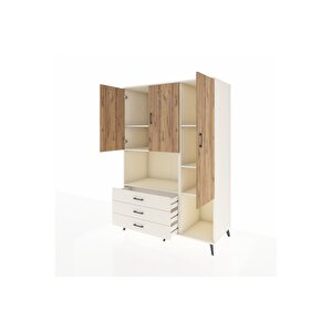 Kronos Dolap 6 Raflı 3 Çekmeceli 3 Kapaklı 132x59x195 Aytaşı-çam/aytaşı