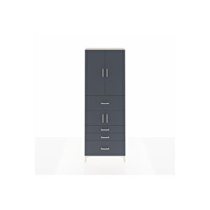 Arges Dolap 4 Raflı 4 Çekmeceli 4 Kapaklı 88x30x243 Aytaşı-antrasit