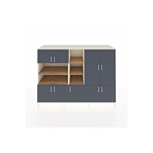 Kronos Dolap 14 Raflı 9 Kapaklı 220x59x163 Aytaşı-antrasit/çam