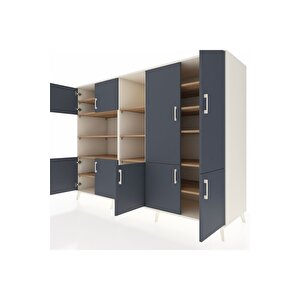 Kronos Dolap 14 Raflı 9 Kapaklı 220x59x163 Aytaşı-antrasit/çam