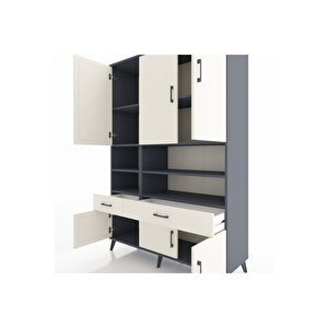 Hyperion Gardrop 8 Raflı 2 Çekmeceli 6 Kapaklı 132x44x195 Antrasit-aytaşı