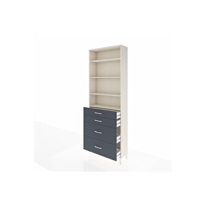 Arges Dolap 4 Raflı 4 Çekmeceli 88x30x243 Aytaşı-antrasit